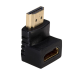 Akyga HDMI adapteris, kampinis HDMI kištukas į HDMI lizdą (90° viršun), juodas