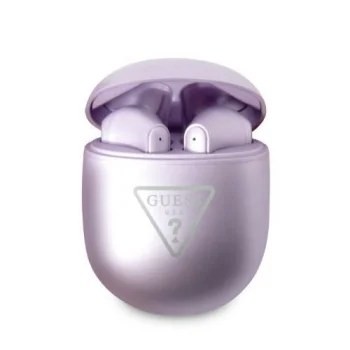 Guess TWS Bluetooth ausinės GUTWST82TRU Triangle Logo, violetinės