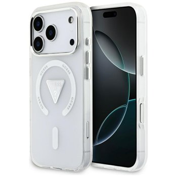 Guess IML Gradient Triangle Logo MagSafe dėklas, skirtas iPhone 17 Pro, skaidrus