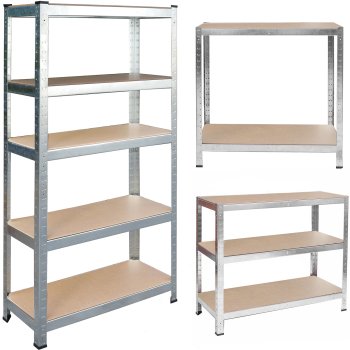 Humberg HR-810 Metal Storage Shelving Unit, 150 x 75 x 30 cm, Silver