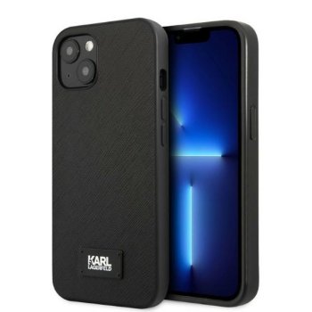 Karl Lagerfeld Saffiano Plaque dėklas skirtas iPhone 13 mini, Juodas