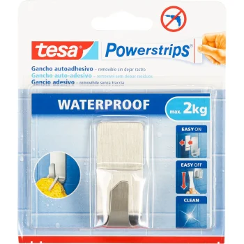 Lipnus vonios kabliukas Tesa Powerstrips Waterproof Zoom iki 2 kg, sidabrinis