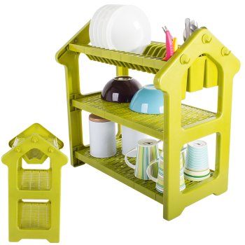 3-Tier Dish Drying Rack with Cutlery Holder, 53x42.5x27 cm