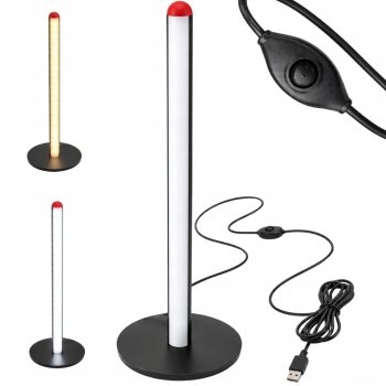 Black LED Desk Lamp with 3 Light Colors and Brightness Control, 25 cm
