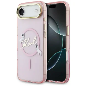Karl Lagerfeld IML Choupettes Karl Script Logo MagSafe Case for iPhone Air, Pink