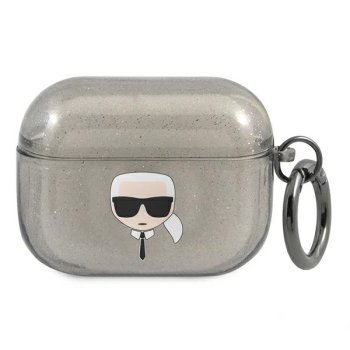 Karl Lagerfeld AirPods Pro Case Glitter Karl's Head, Black
