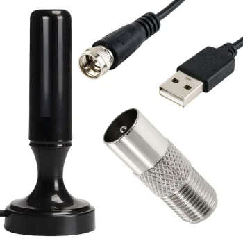 Active Indoor DVB-T2 4K Antenna with Amplifier and Magnetic Base
