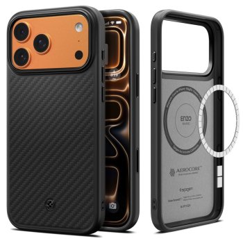 Apsauginis dėklas Spigen Enzo Aramid "T" Mag, skirtas iPhone 17 Pro Max, juodas