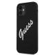 Guess iPhone 12 mini dėklas Silicone Vintage Script, juodas / baltas