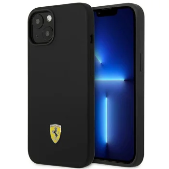 Ferrari dėklas iPhone 14 Plus telefonui Silicone Metal Logo, juodas