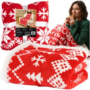 Ruhhy Christmas Blanket 130x170 cm, White/Red