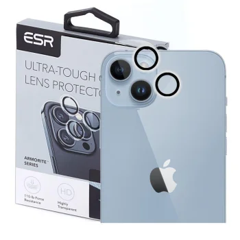 ESR kameros objektyvo apsauginis stiklas iPhone 15 / 15 Plus, juodas