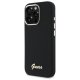 Guess Silicone Script Metal Logo & Frame dėklas iPhone 16 Pro Max, juodas