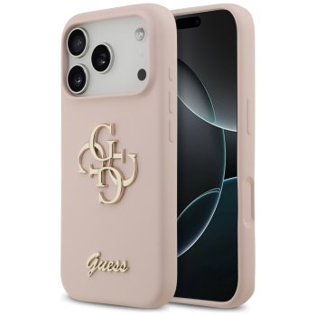 Guess Silicone Big 4G Script dėklas, skirtas iPhone 17 Pro, rožinis