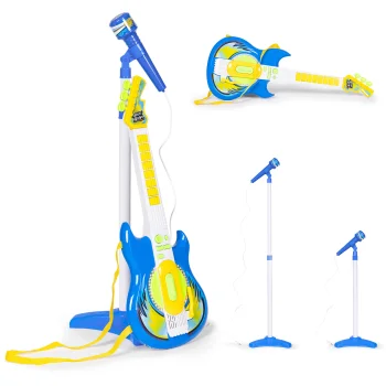 Vaikška elektrinė gitara su mikrofonu ir stovu Multistore, mėlyna