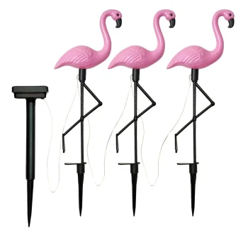 Saulės energija kraunami sodo šviestuvai Flamingo, 3 vnt.