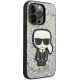 Karl Lagerfeld Glitter Flakes Ikonik dėklas iPhone 14 Pro Max telefonui, sidabrinis
