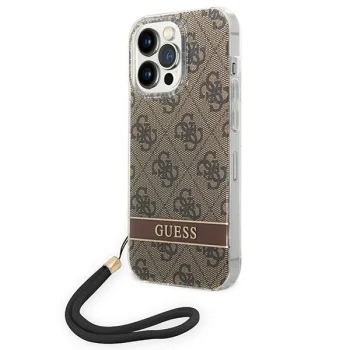 Guess Dėklas su Virvele iPhone 14 Pro Max Telefonui, Ruda