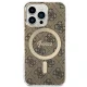 Guess 4G Print MagSafe dėklas ir įkroviklis iPhone 13 Pro, rudas