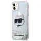 Karl Lagerfeld iPhone 11 / XR dėklas Liquid Glitter Choupette Head, sidabrinis