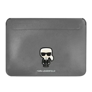 Karl Lagerfeld Saffiano Ikonik Karl dėklas nešiojamam kompiuteriui 13-14", sidabrinis