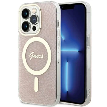 Guess IML 4G MagSafe dėklas telefonui iPhone 15 Pro, rožinis