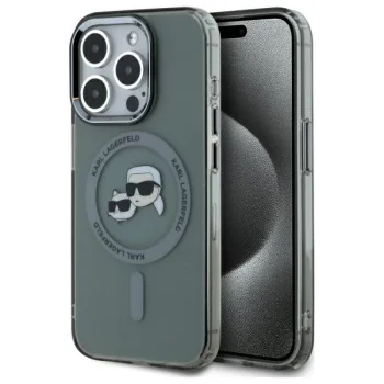 Karl Lagerfeld dėklas, skirtas iPhone 15 Pro Max, HC MagSafe IML Metal KC Heads, juodas