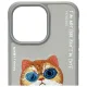Nimmy Glasses Cool Cat dėklas, skirtas iPhone 15 Pro Max, pilkas