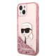 Karl Lagerfeld Glitter Karl\'s Head dėklas iPhone 14 Plus / 15 Plus, rožinis