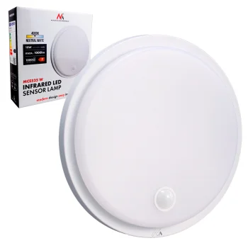 Maclean MCE525 W fasado LED šviestuvas su judesio jutikliu, 10W, IP65, baltas