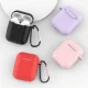 Silikoninis dėklas ausinėms AirPods 2 / AirPods 1 su karabinu, rožinis