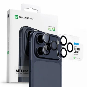 AmazingThing Sapphire kameros apsauginis stiklas iPhone 17 Pro / 17 Pro Max, mėlynas
