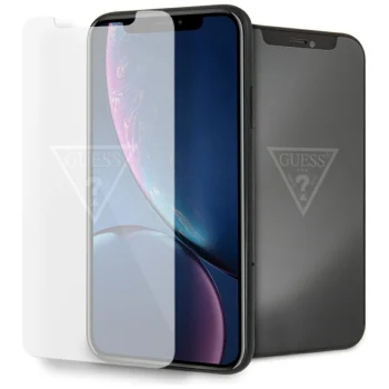 Apsauginis stiklas Guess Invisible Logo skirtas iPhone XR, 9H, 0.33 mm, skaidrus
