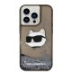 Karl Lagerfeld dėklas iPhone 14 Pro Max telefonui Glitter Choupette Head, juodas