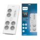 Philips prailgintuvas su viršįtampių apsauga, 6 lizdai, USB-C, 4x USB-A, 2m, baltas