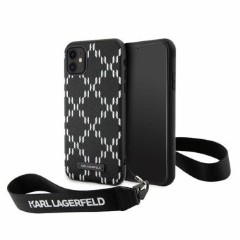 Karl Lagerfeld iPhone 11 / XR Case Monogram Losange Saffiano, Black