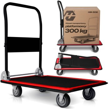Platforminis vežimėlis Humberg HM-506, 300 kg, juodas-raudonas