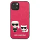 Karl Lagerfeld dėklas iPhone 13 mini Ikonik Karl & Choupette, fuksijų spalvos