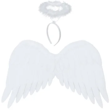 Ruhhy 26480 Angel Wings with Halo, 45 x 32 cm, White