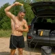 Nešiojamas turistinis automobilinis dušas 12V su siurbliu