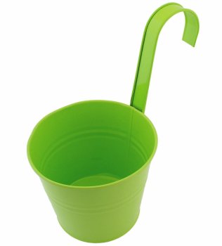 Practical balcony flower pot with handle, 16 cm, green