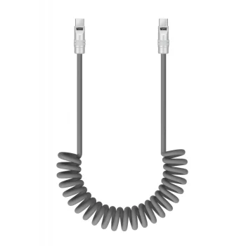 Spiralinis laidas Newell USB-C į USB-C 100 W 1.5 m, silikoninis, pilkas