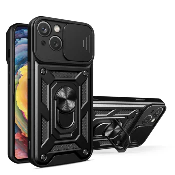 Hybrid Armor Camshield Case for Vivo Y16 / Y02s, Black