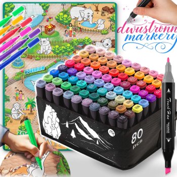 Ricokids piešimo kilimėlis 90x120 cm ir 80 vnt. alkoholinių flomasterių rinkinys