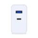 Sieninis įkroviklis 3Mk Protection FlowPower 45W, USB-A / USB-C, baltas