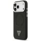 Guess dėklas iPhone 17 Pro telefonui PU Leather Triangle Logo MagSafe, juodas