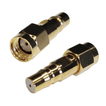 Adapteris RP-SMA male į QMA female, paauksuotas