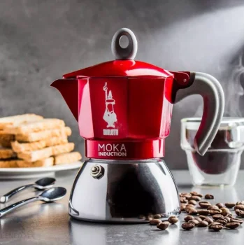 Bialetti MOKA Induction Espresso Maker, 4 Cups, Red