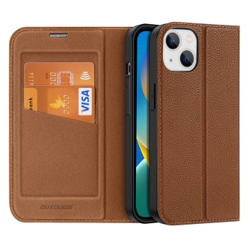 Apple iPhone 14 6.1'' Dux Ducis Skin X2 Magnetic Book Case Cover, Brown