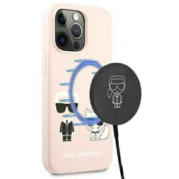 Karl Lagerfeld Silicone Ikonik MagSafe dėklas iPhone 13 / 13 Pro, šviesiai rožinis